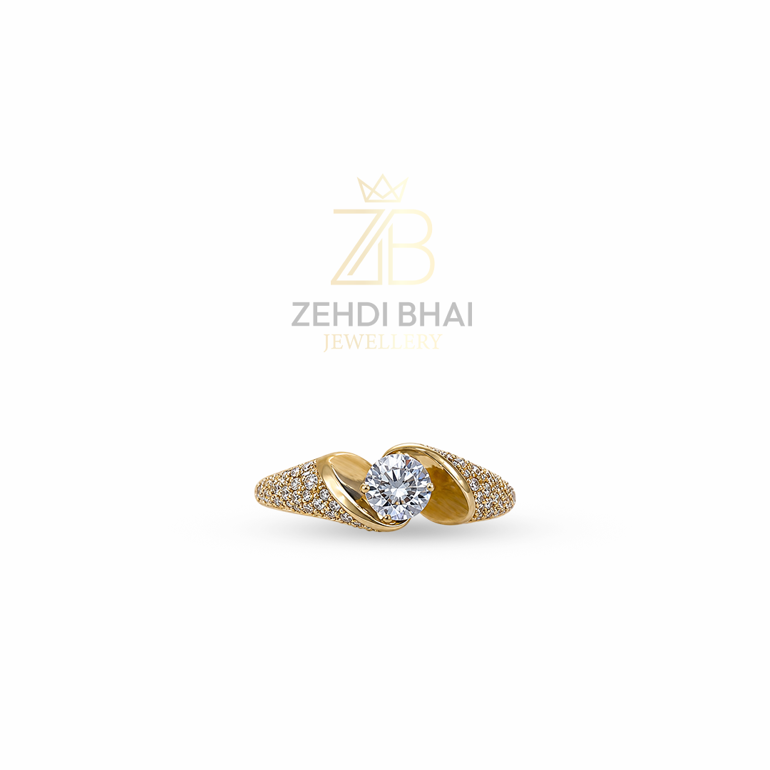 Modern Twist Diamond Gold Ring