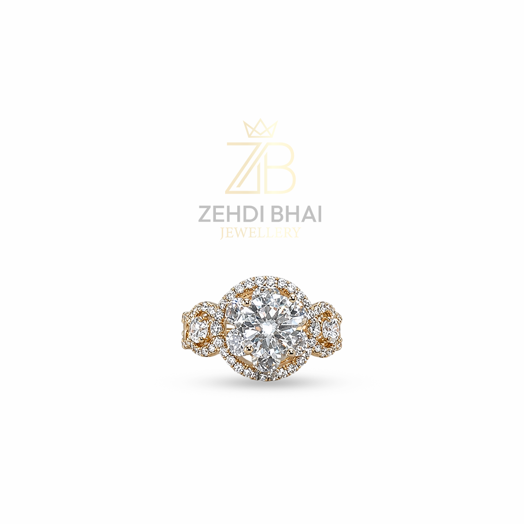 Luxury Halo Diamond Statement Ring
