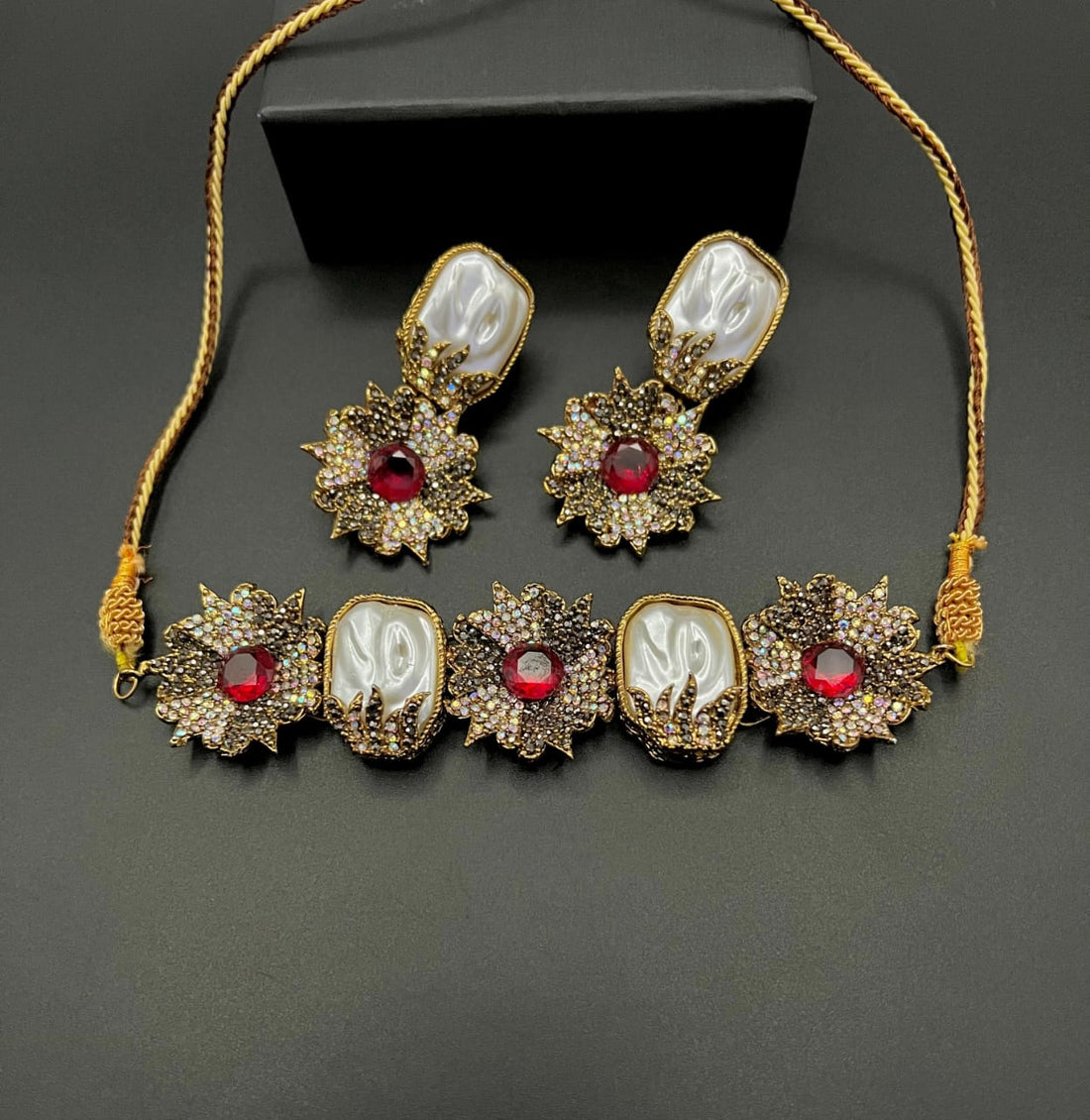 The Antique Pearl & Ruby Choker Set