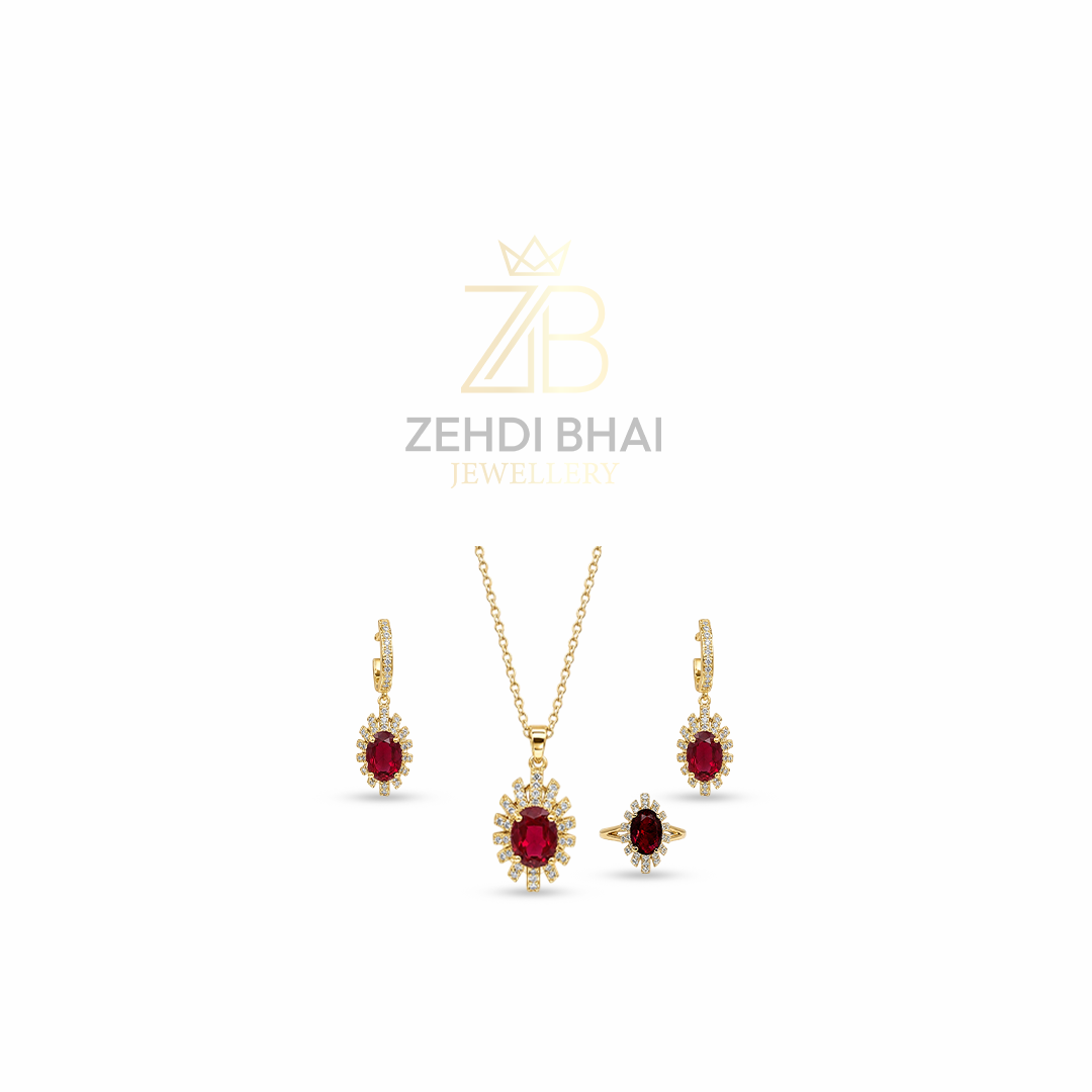 Ruby Royale Jewellery Set with Ring