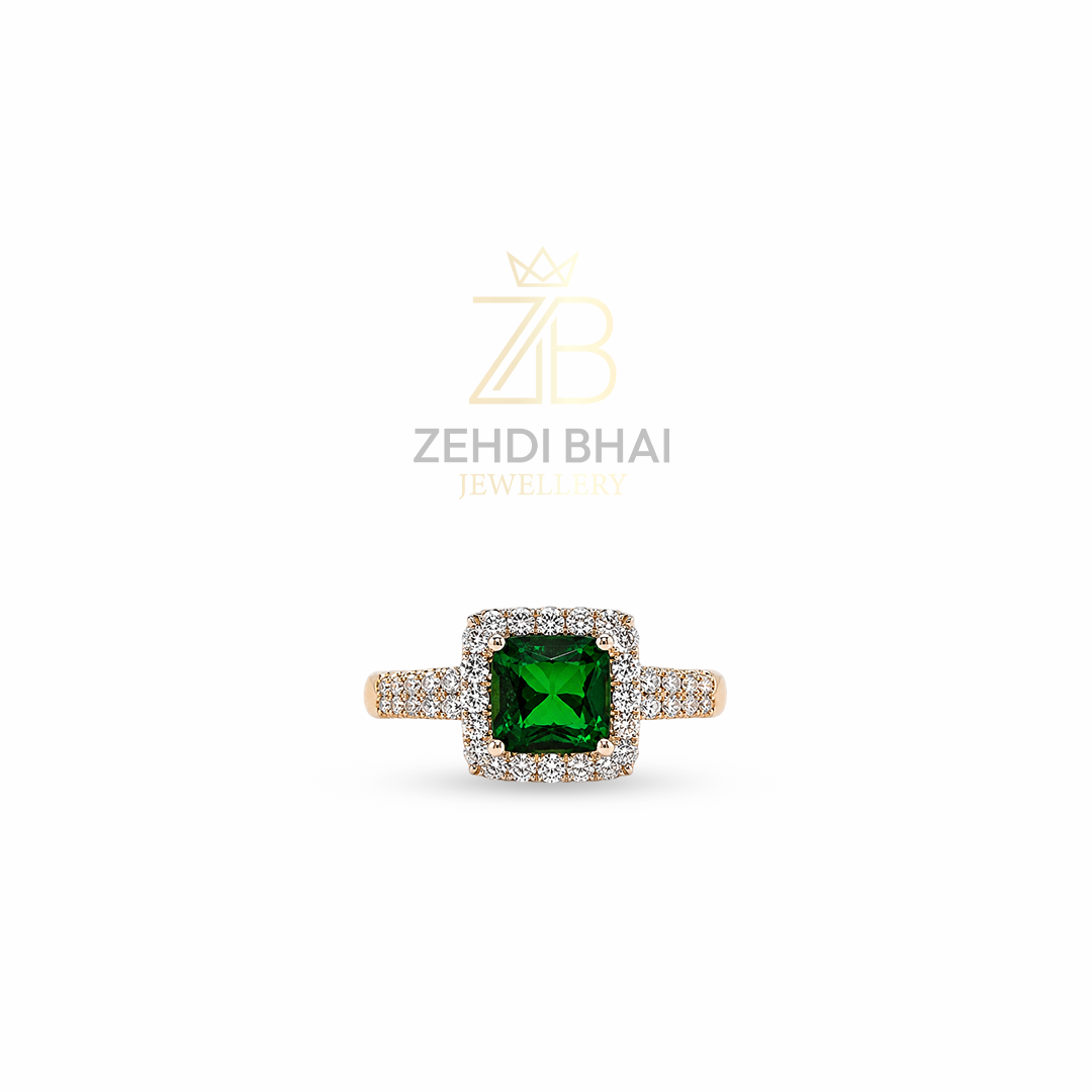 Emerald Cut Green Stone Luxury Ring